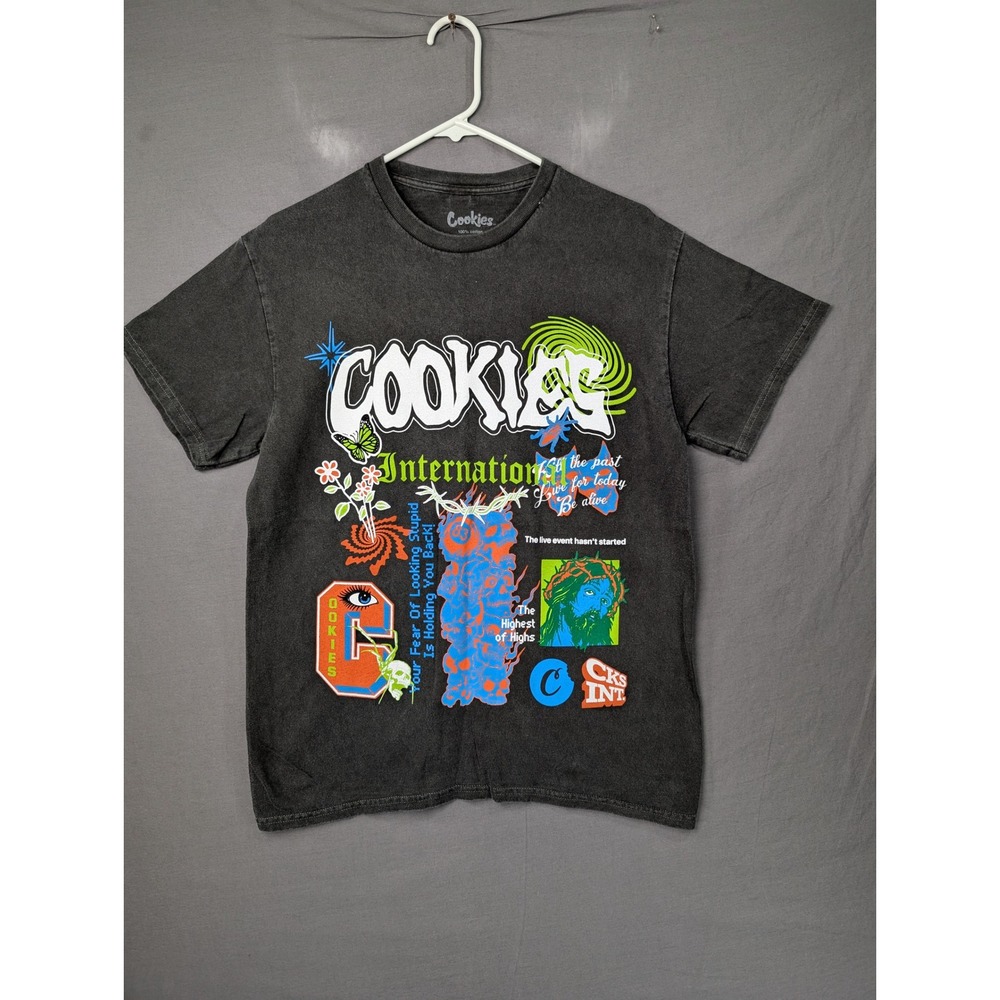 Cookies International Graphic T-Shirt Black Mens Small Streetwear Tee